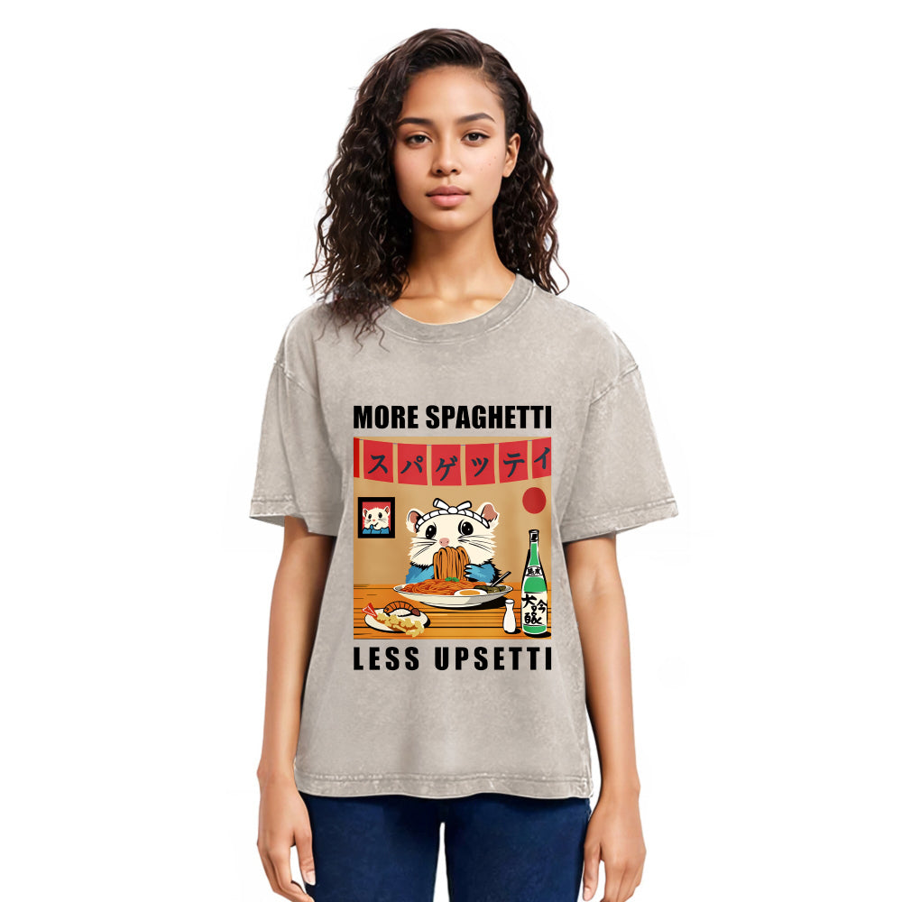 Tokyosol More Spaghetti Less Upsetti Hamster Washed T Shirt