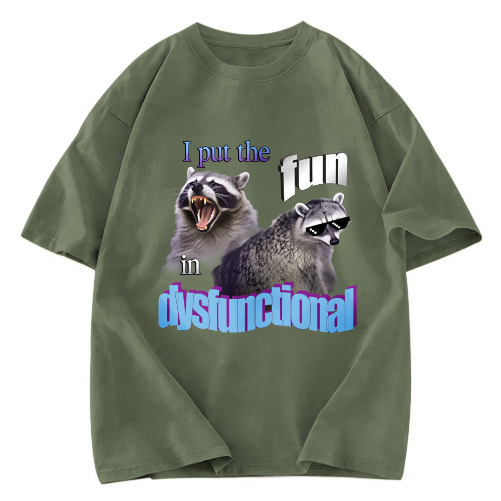 Tokyosol Fun Raccoon Meme Washed T Shirt