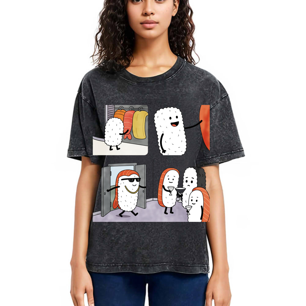 Tokyosol Sushi At The Party Washed T Shirt