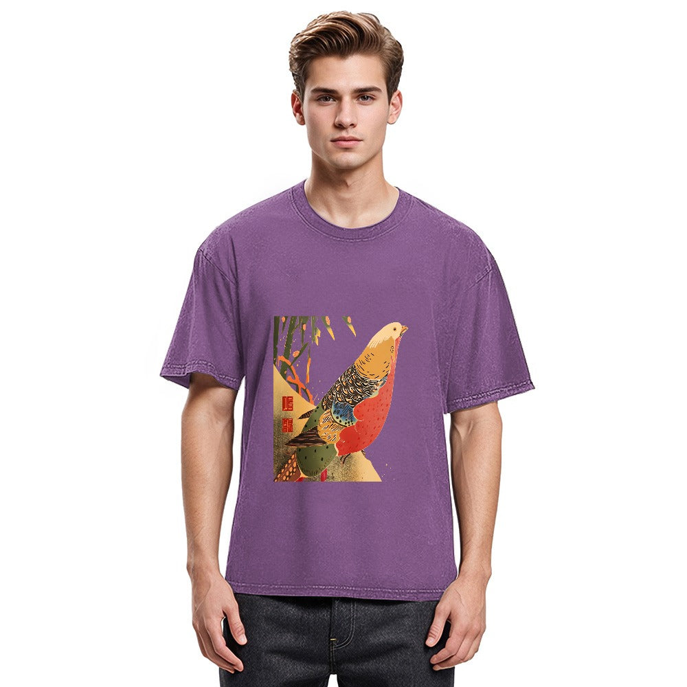 Tokyosol Golden Pheasant In The Snow Washed T Shirt