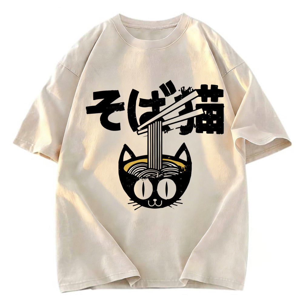 Tokyosol Cat Ramen Bowl Washed T Shirt