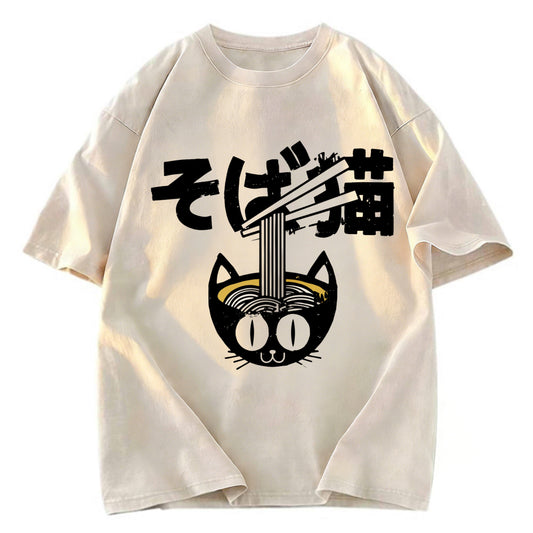 Tokyosol Cat Ramen Bowl Washed T Shirt