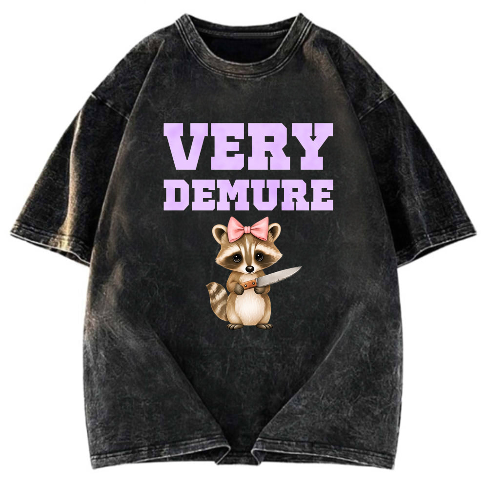Tokyosol Very Demure Raccoon Washed T Shirt