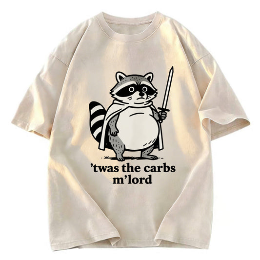 Tokyosol Fat Raccoon Sword Humor Washed T Shirt
