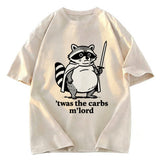 Tokyosol Fat Raccoon Sword Humor Washed T Shirt
