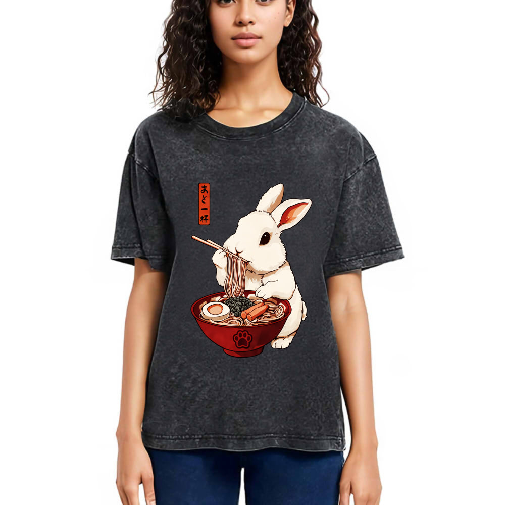 Tokyosol Bunny:One More Bowl, Please! Washed T-Shirt
