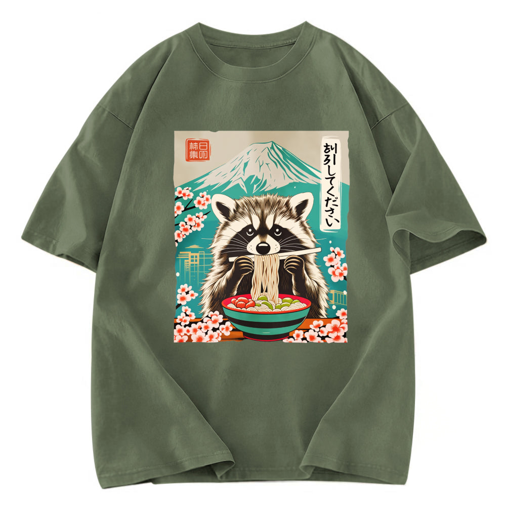 Tokyosol Please Give Raccoon A Discount Washed T Shirt