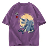 Tokyosol Cute Japanese Sushi Cat Washed T Shirt