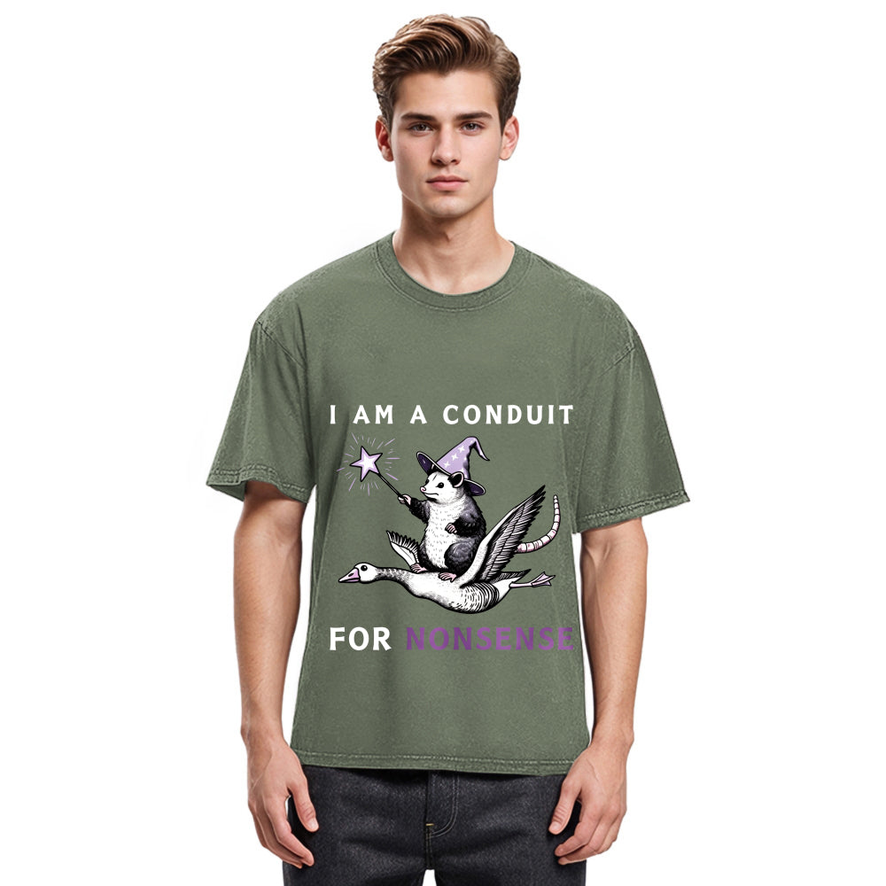 Tokyosol Opossum Riding Flying Goose Washed T Shirt