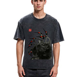 Tokyosol Retro Red Crowned Crane Washed T Shirt