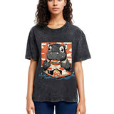 Tokyosol Moo Deng Eat Sushi Washed T Shirt