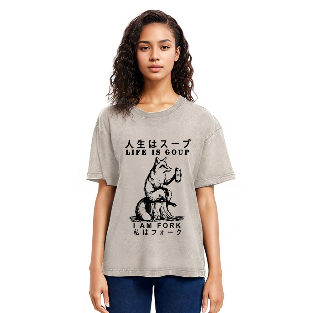 Tokyosol Life Is Soup I Am Fork Funny Washed T Shirt