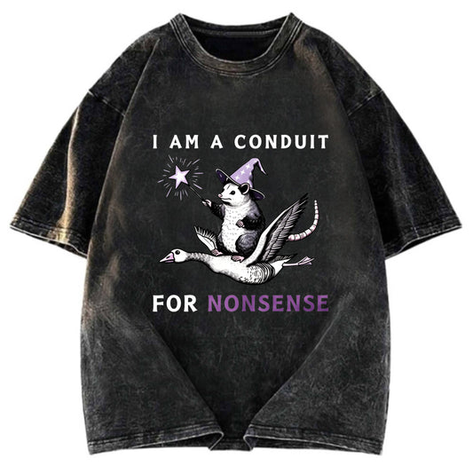 Tokyosol Opossum Riding Flying Goose Washed T Shirt