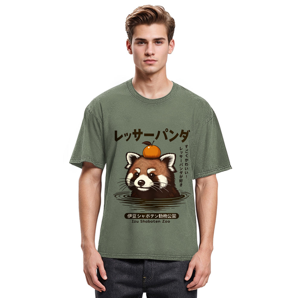 Tokyosol Cute Red Panda Washed T Shirt