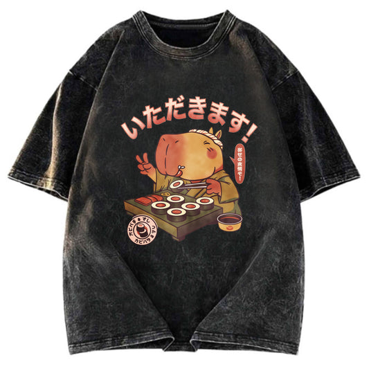 Tokyosol Sushi Chef Capybara Washed T Shirt