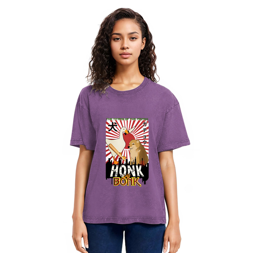 Tokyosol Honk Vs Bonk Meme Washed T Shirt