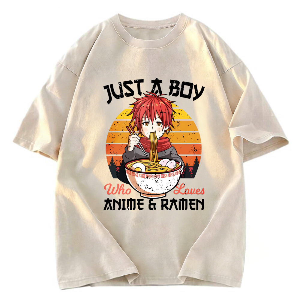 Tokyosol Just A Boy Who Loves Anime And Ramen Washed T Shirt