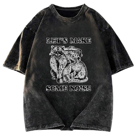 Tokyosol Noisy Raccoons And Possums Washed T Shirt
