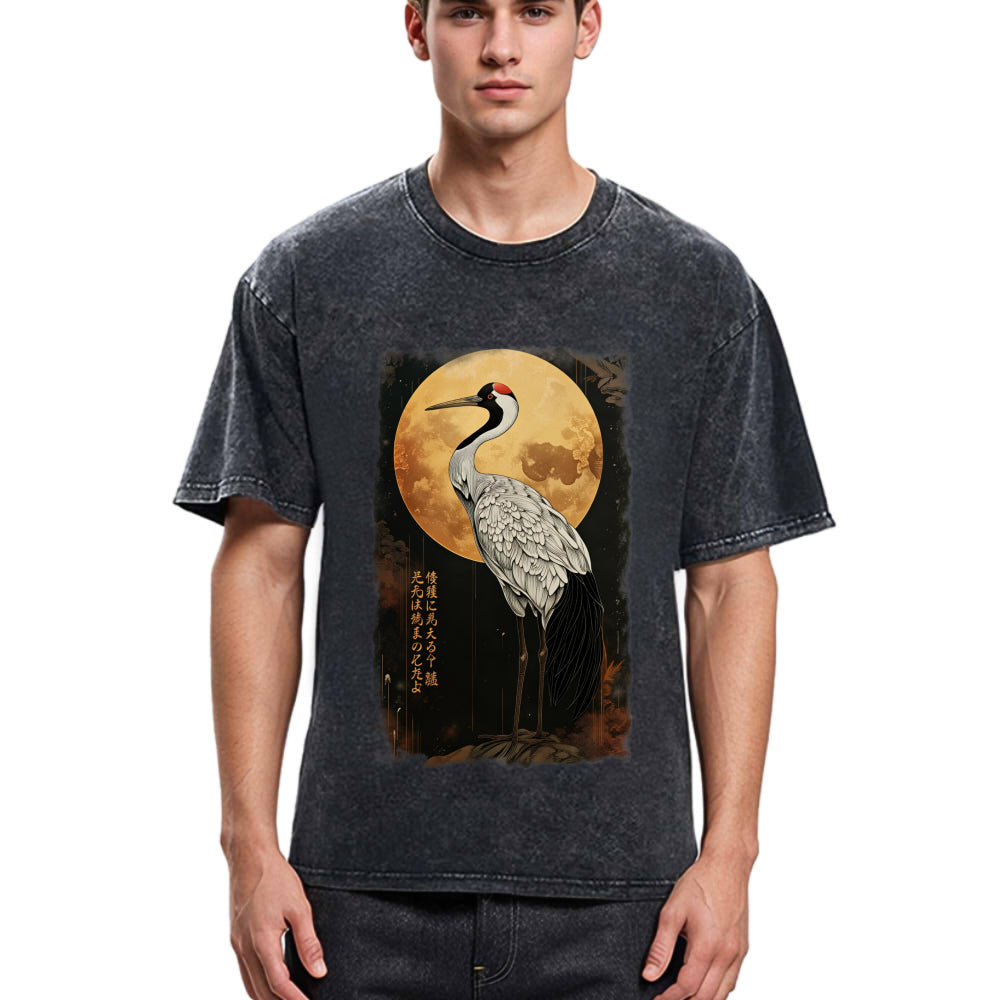 Tokyosol Vintage Japanese Crane Kanji Washed T Shirt