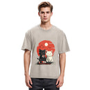 Tokyosol Black And White Cat Vintage Washed T Shirt
