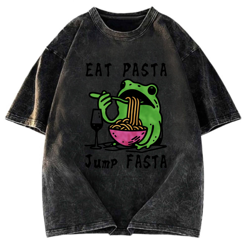 Tokyosol Eat Pasta Jump Fasta Washed T Shirt