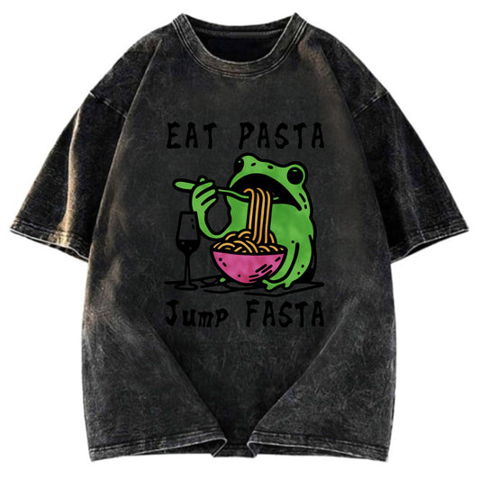 Tokyosol Eat Pasta Jump Fasta Washed T Shirt