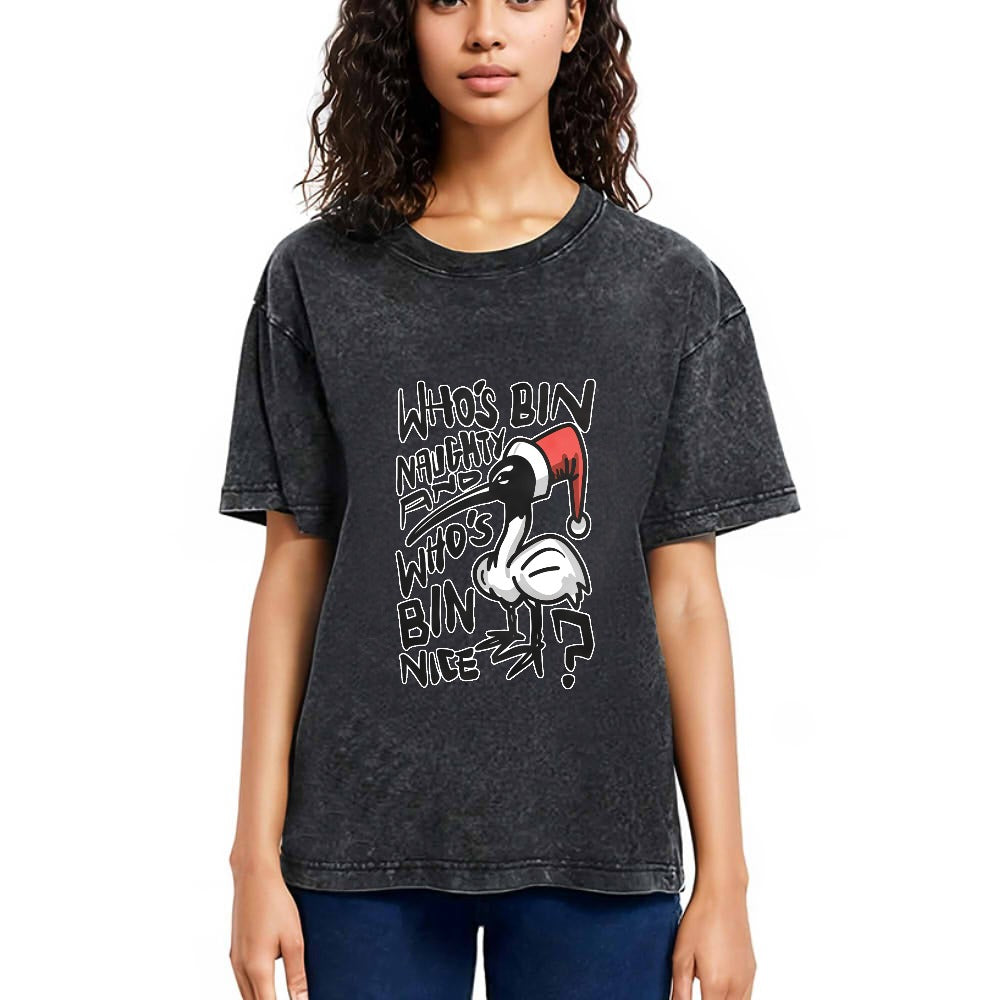 Tokyosol Christmas Bin Chicken Washed T Shirt