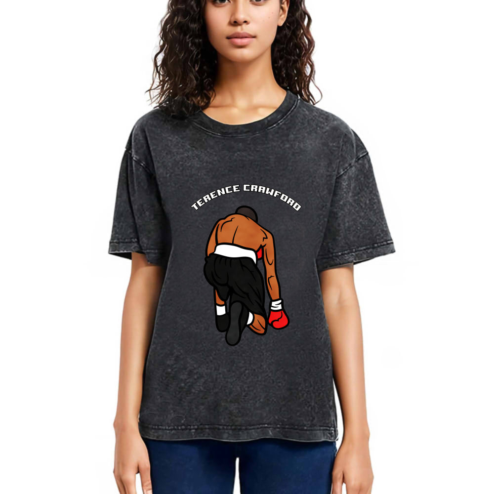 Tokyosol Terence Crawford Boxing Cartoon Art Washed T-Shirt
