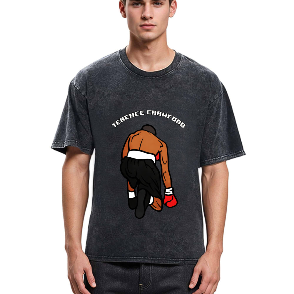 Tokyosol Terence Crawford Boxing Cartoon Art Washed T-Shirt