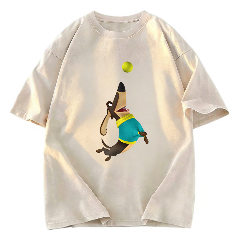 Tokyosol Dog Playing Rugby Washed T-Shirt