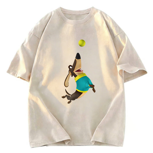 Tokyosol Dog Playing Rugby Washed T-Shirt