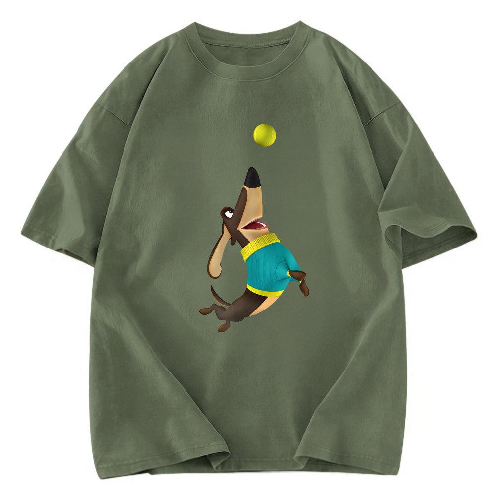Tokyosol Dog Playing Rugby Washed T-Shirt