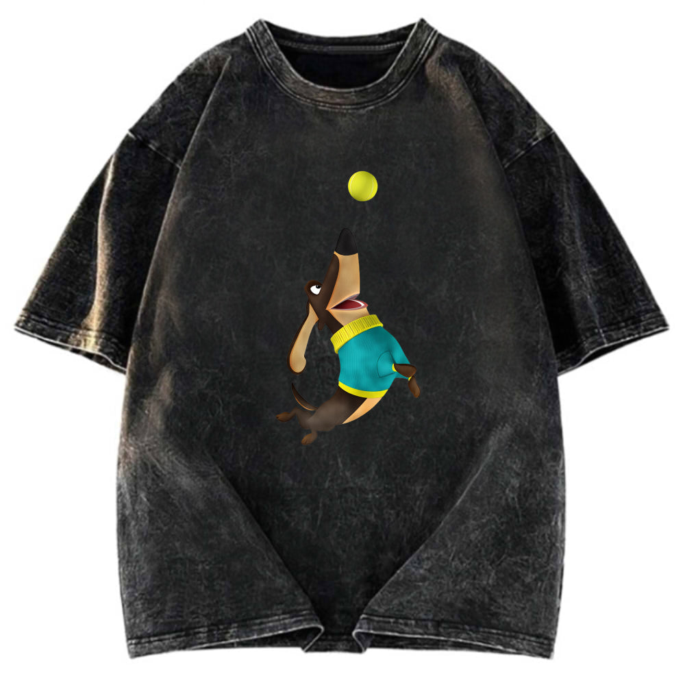Tokyosol Dog Playing Rugby Washed T-Shirt