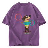 Tokyosol Dog Playing Circle Washed T-Shirt