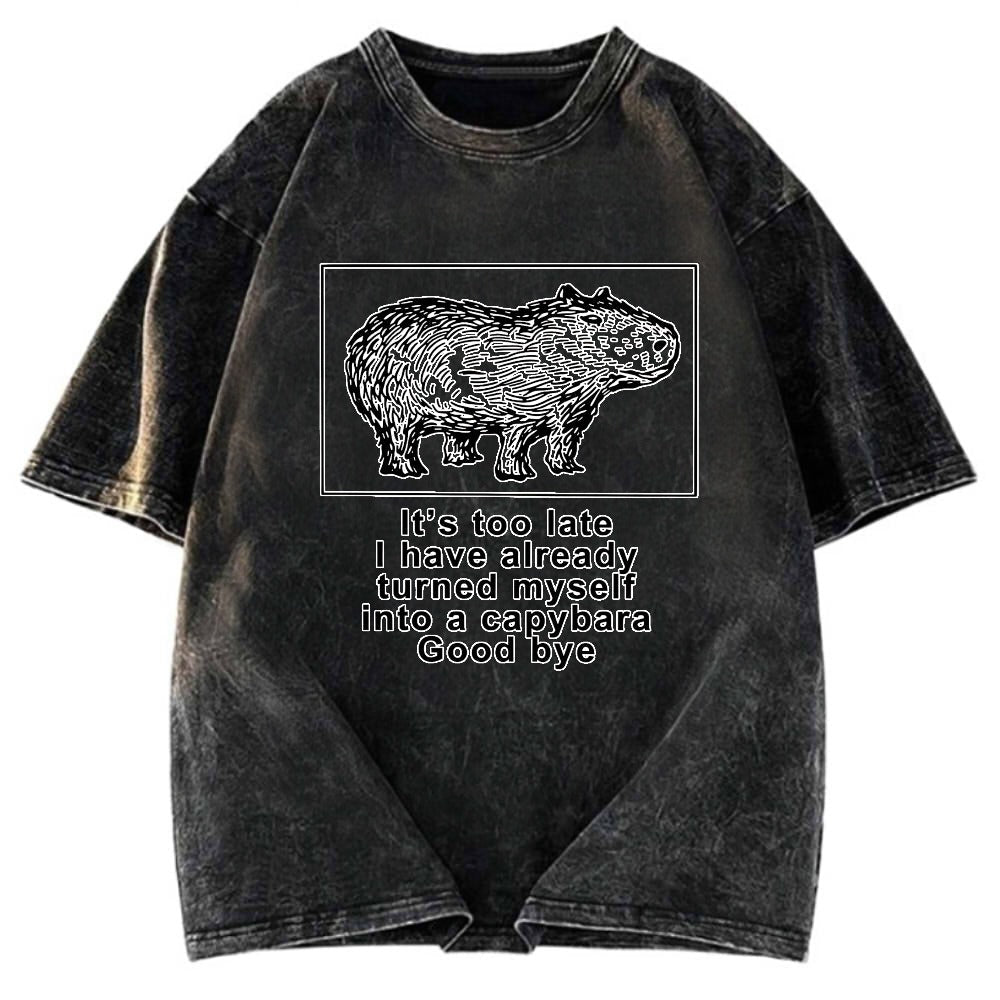 Tokyosol I Have Turned Myself Into A Capybara Washed T-Shirt
