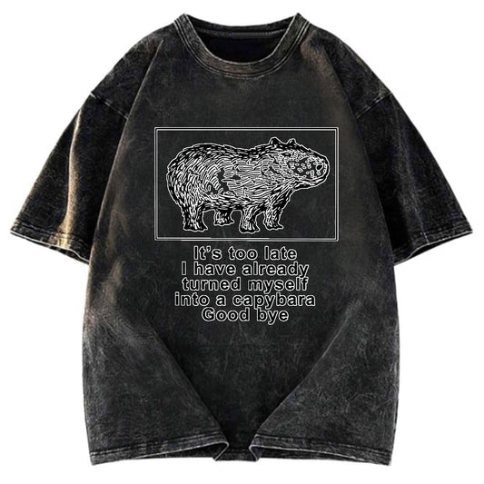 Tokyosol I Have Turned Myself Into A Capybara Washed T-Shirt