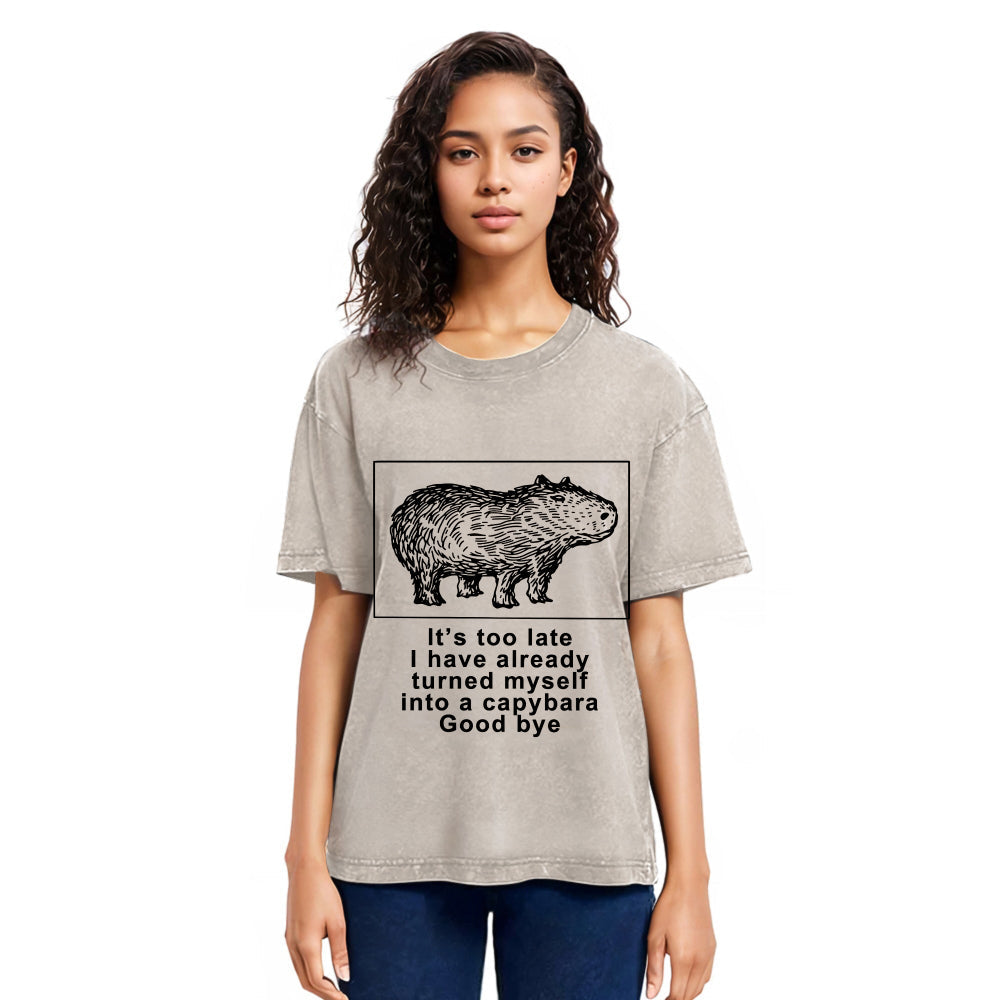 Tokyosol I Have Turned Myself Into A Capybara Washed T-Shirt