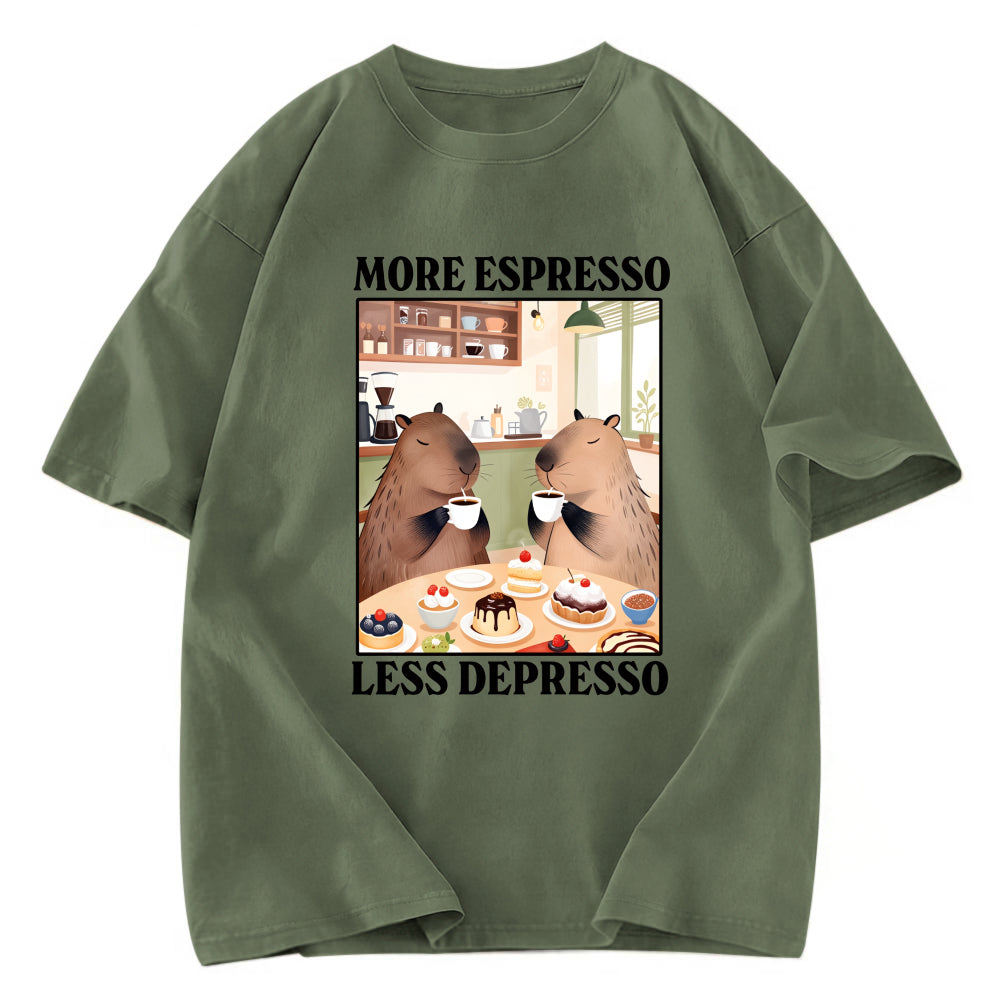 Tokyosol Capybaras Drink Coffee Washed T-Shirt
