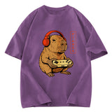 Tokyosol Japanese Gamer Capybara Washed T-Shirt