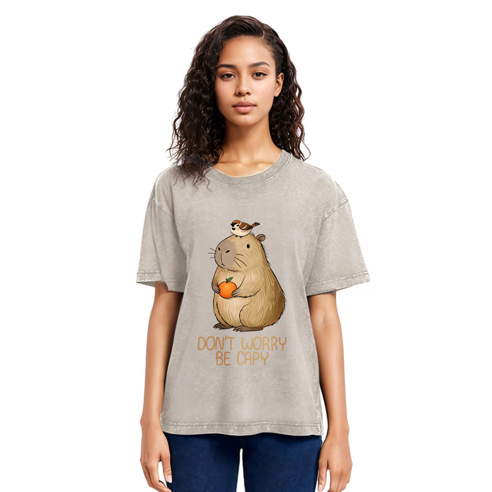 Tokyosol Capybaras Don't Worry Washed T-Shirt