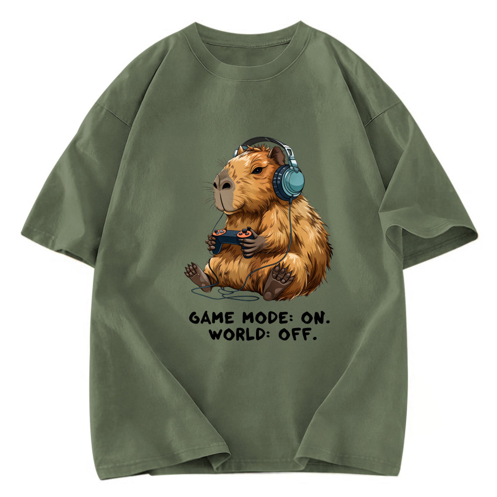 Tokyosol Capybara Life:Paused.Game:ON. Washed T-Shirt
