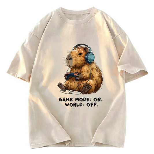 Tokyosol Capybara Life:Paused.Game:ON. Washed T-Shirt