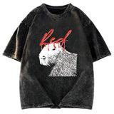 Tokyosol Whole Lotta Red Hip-Hop Capybara Washed T-Shirt