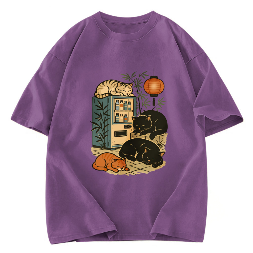 Tokyosol Japanese Vending Machine Cat Washed T-Shirt