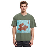 Tokyosol Kawaii Capybara Ukiyo-e Washed T-Shirt