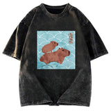 Tokyosol Kawaii Capybara Ukiyo-e Washed T-Shirt