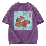 Tokyosol Kawaii Capybara Ukiyo-e Washed T-Shirt