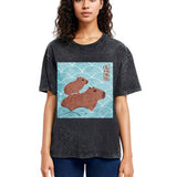 Tokyosol Kawaii Capybara Ukiyo-e Washed T-Shirt