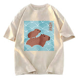 Tokyosol Kawaii Capybara Ukiyo-e Washed T-Shirt