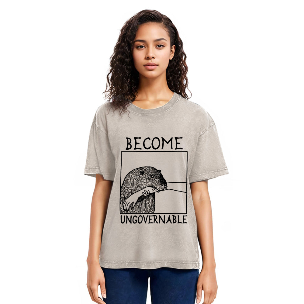Tokyosol Become Ungovernable Capybara Bites People Washed T-Shirt